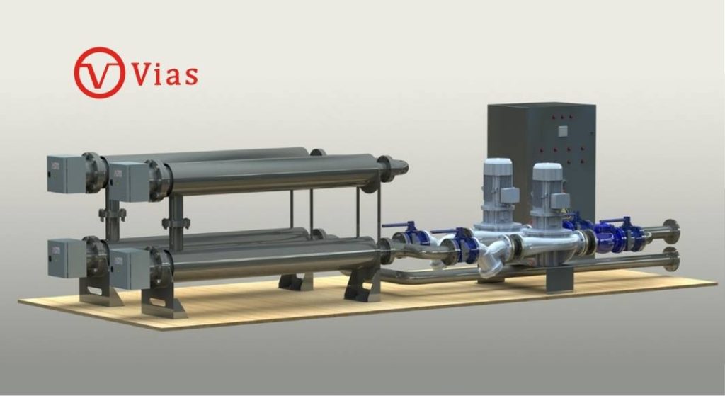 Planta de agua caliente, móvil, proyectos de ingeniería para la gran minería (Asesoramiento, Diseño, Ingeniería, Fabricación), para cliente Codelco de VIAS SpA
